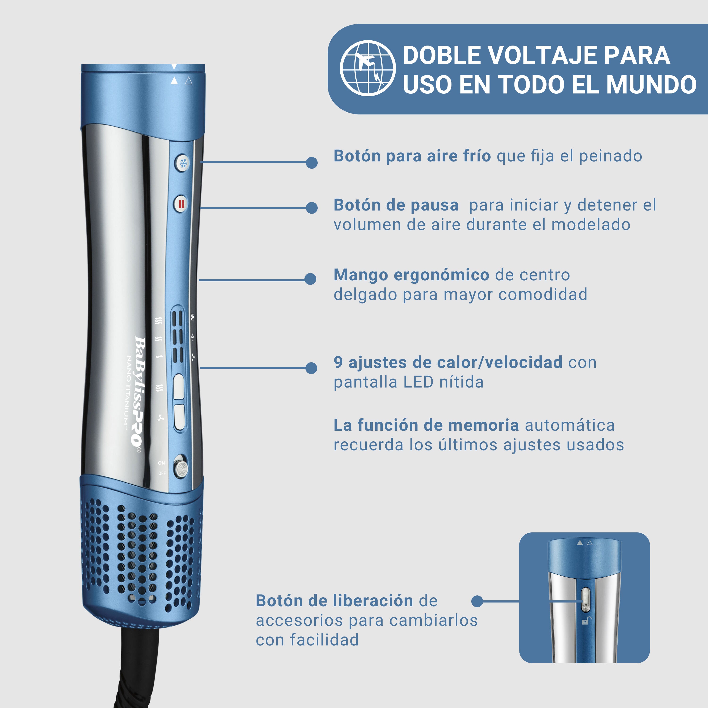 Multiestilizador & Secador iónico Nano Titanium™ StyleSwitch™ de BaBylissPRO®